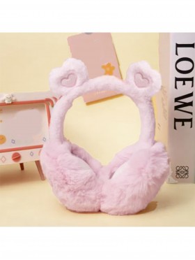 Solid Color Heart Plush Earmuff